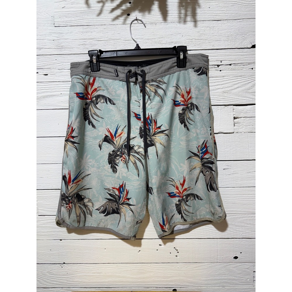 ONeill Hyperfreak Mens Board Shorts Blue Tropical Bird of Paradise Size 33